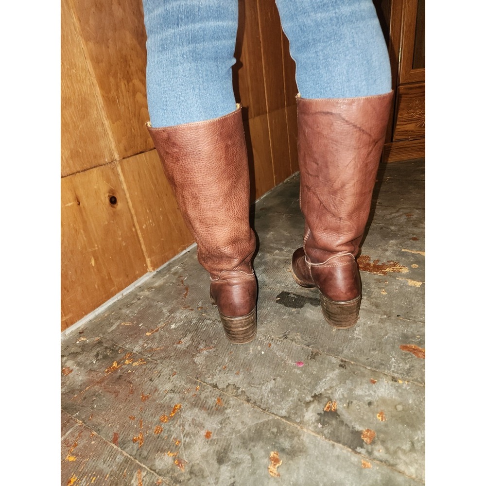 VTG Frye Campus Leather Brown Boots 8M Womens Round Toe Western Made in USA - Picture 13 of 16